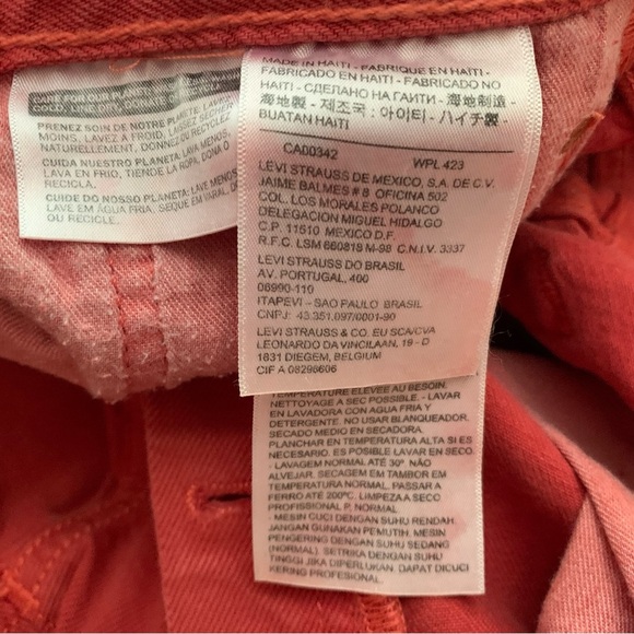 Levi’s 501 Salmon Red Straight Leg 33x30 Button Fly Jeans Classic - Picture 8 of 12